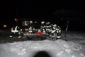 Transport einer verletzten Person mittels einer Bahnmeisterlore