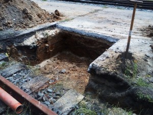 Fundamentgrube im Entstehen
