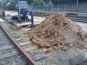 Baggerarbeit an einer Fundamentgrube